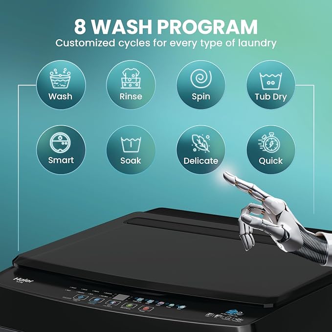 Haier 8 Kg Fully Automatic TopLoad Washing Machine HWM80-310BK