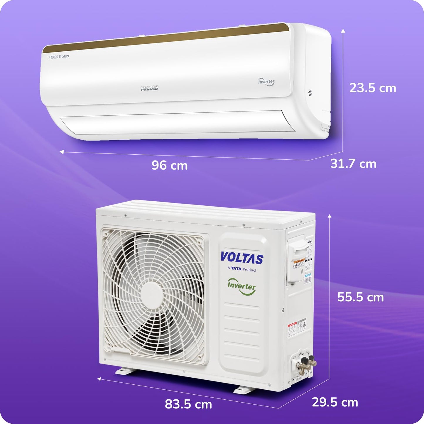 Voltas 185V Vertis Smart Elite Gold 1.5 ton 5 star inverter Split AC|5-IN-1 Adjustable mode|Energy Efficient|Wifi Enabled|High ambient Cooling-cools even at 52°C|Anti dust filter|Copper Coil|White