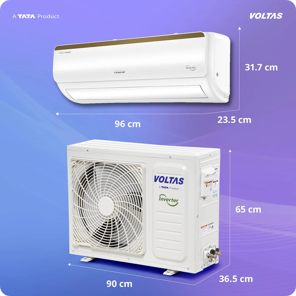 Voltas Split Air Conditioner, 1.5 Ton, 5 Star - 185INV Vertis Elite Gold