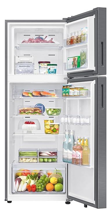 Samsung 330 L, 2 Star, Convertible 5-in-1, Digital Inverter, Frost Free Double Door, WiFi Enabled Bespoke AI Refrigerator (RT34DG5A2BS8HL, Elegant Inox, Silver)