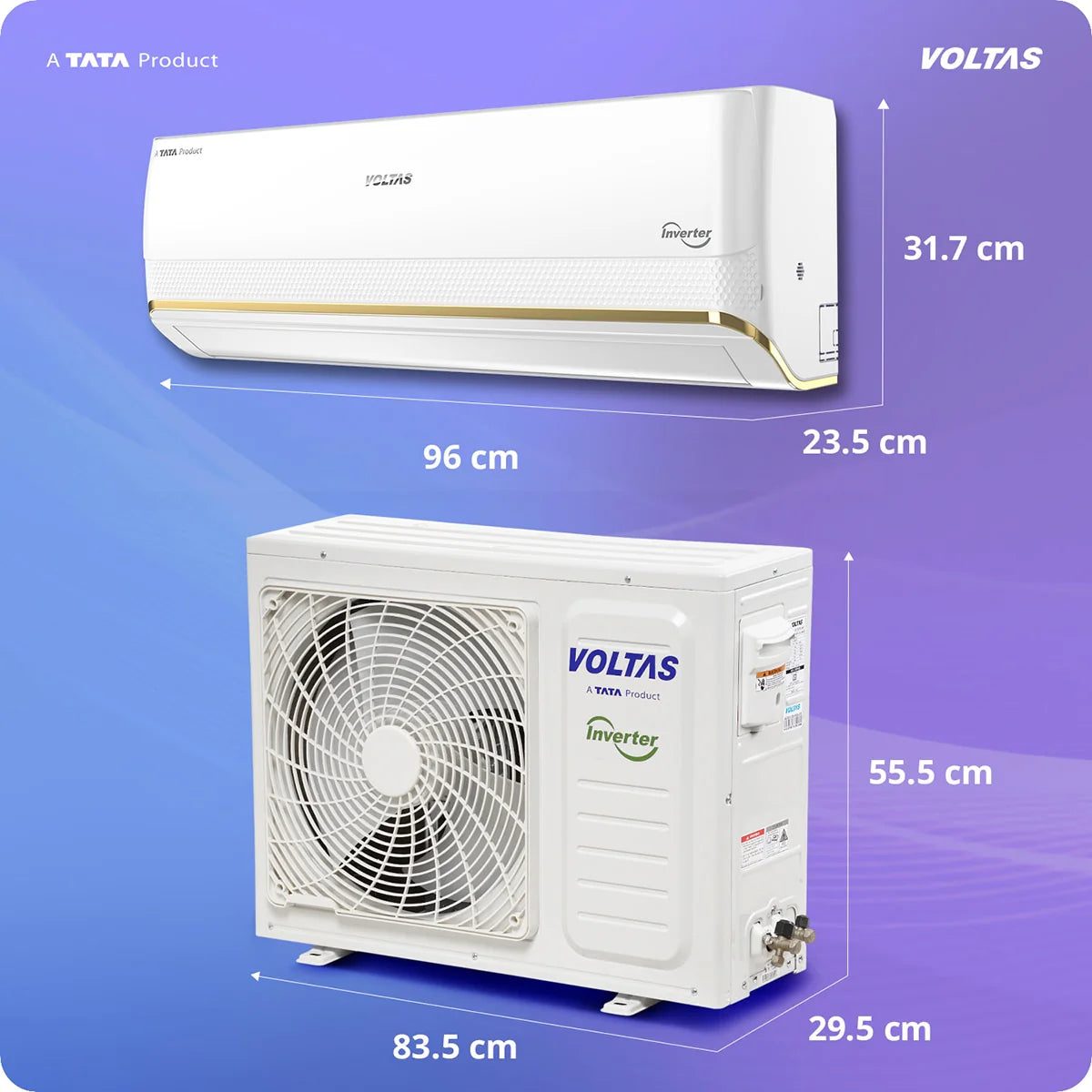 Voltas 1.5 ton 3 Star, New star rated, Inverter Split AC (Copper, Convertible 6-in-1 cooling modes, Ai Enabled, 4-way Swing, Sleep Mode, Auto Clean (183INV VERTIS AI ZEST GOLD, White)