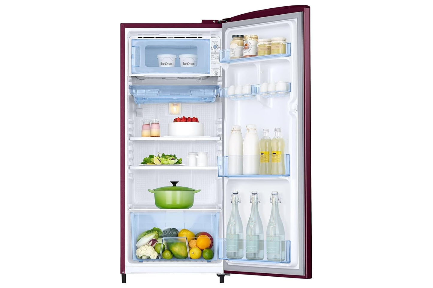 Samsung RR20H2712HN 183-litre Direct Cool Single Door Refrigerator featuring a Digital Inverter Compressor and a 2-star energy efficiency rating..