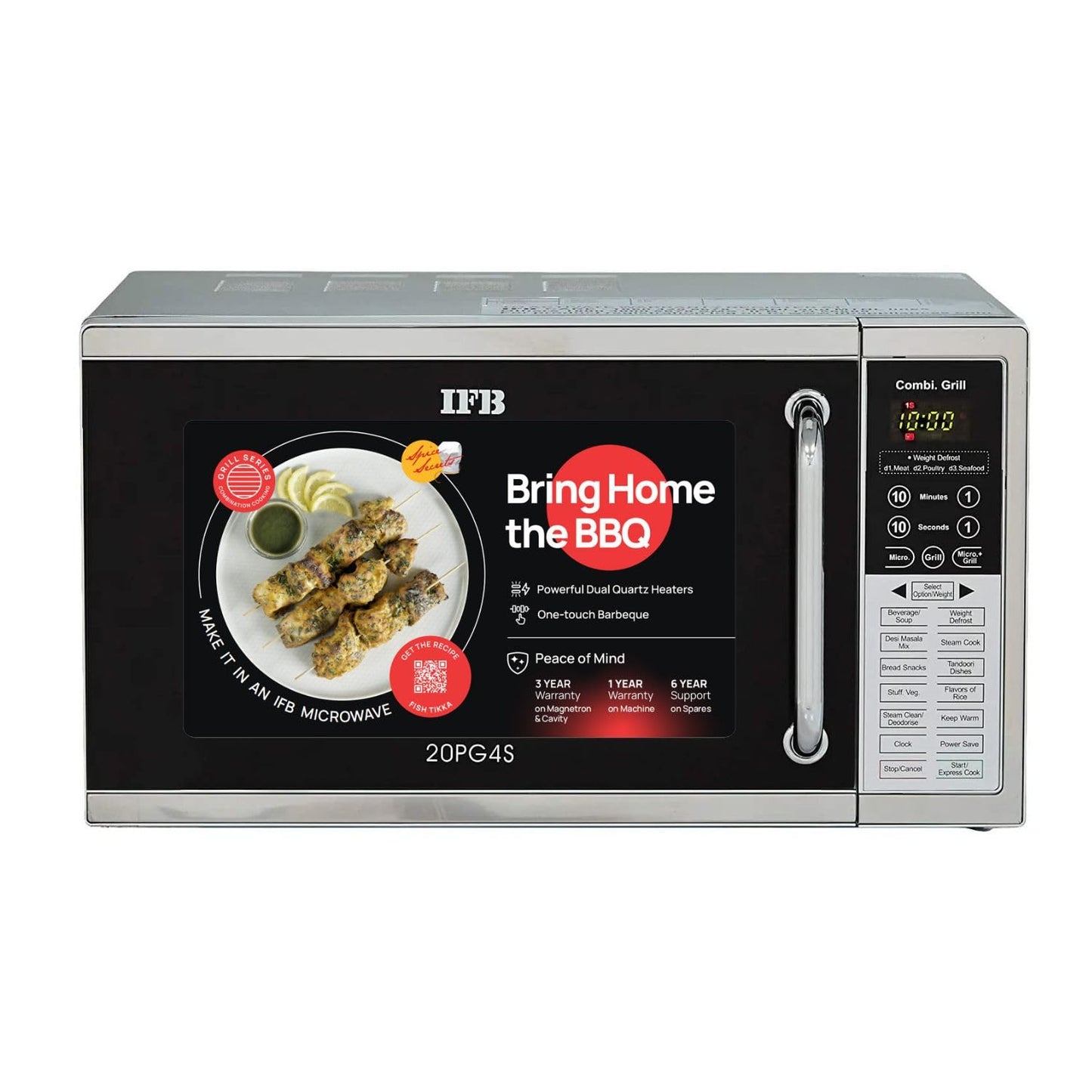 IFB 20 L Grill Microwave Oven (20PG4S, Black/Silver)
