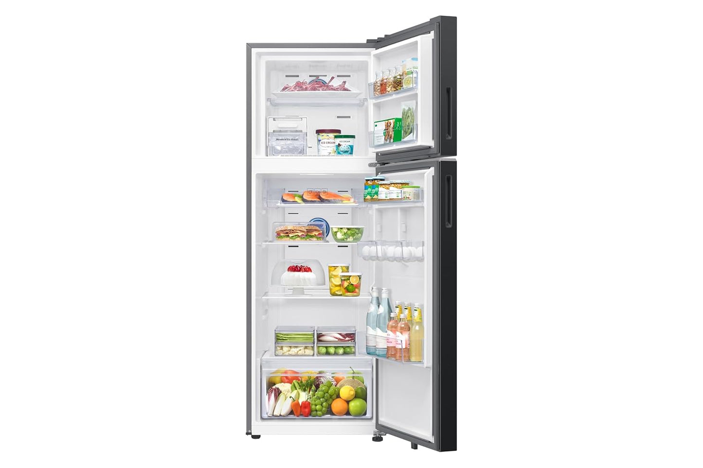 Samsung 256 L, 2 Star, Digital Inverter Frost Free Double Door Refrigerator (RT40H30W2KHL, Black Caviar, 2026 Model)