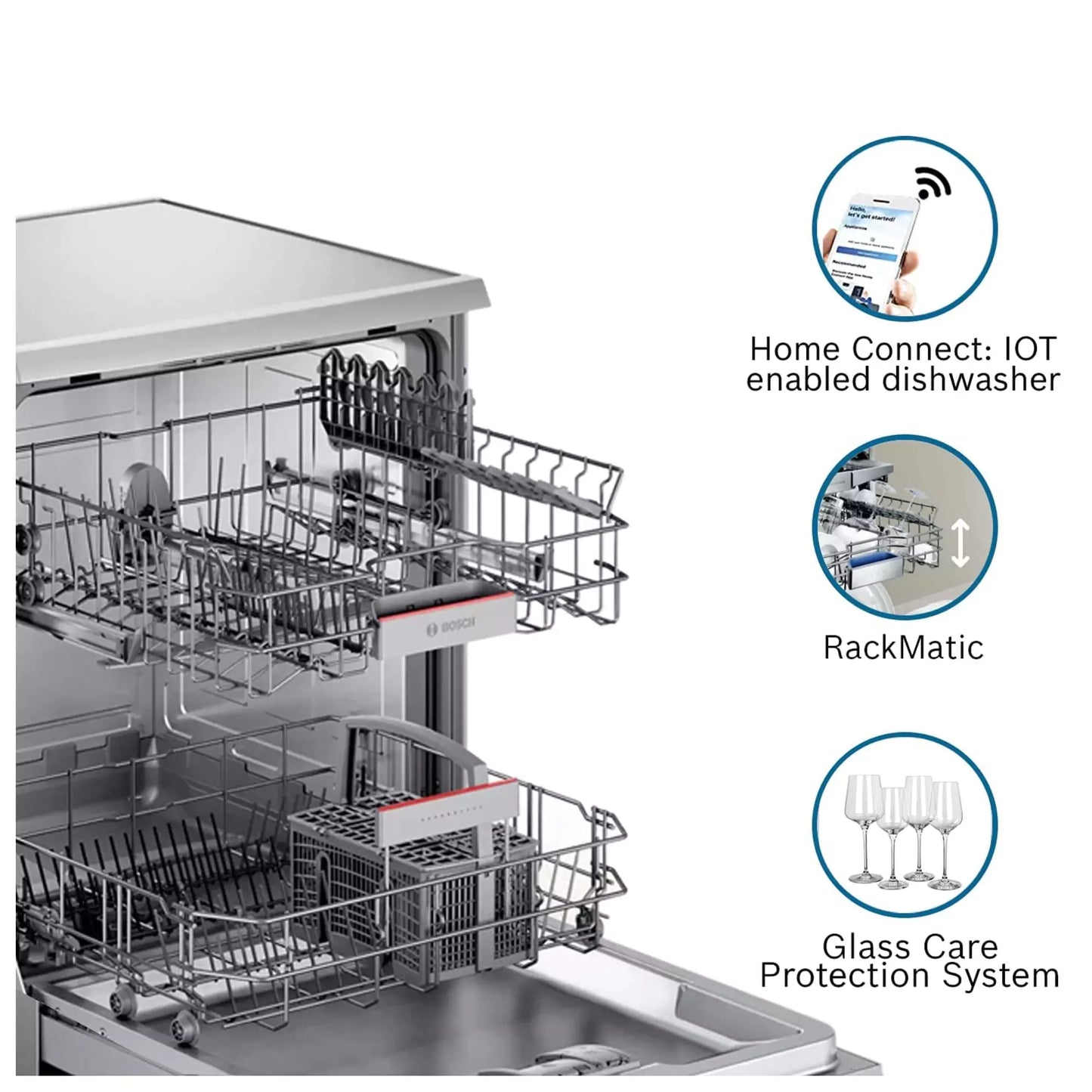 Bosch 13 Place Settings Dishwasher (SMS6ITI00I, Silver Inox, WiFi Enabled)