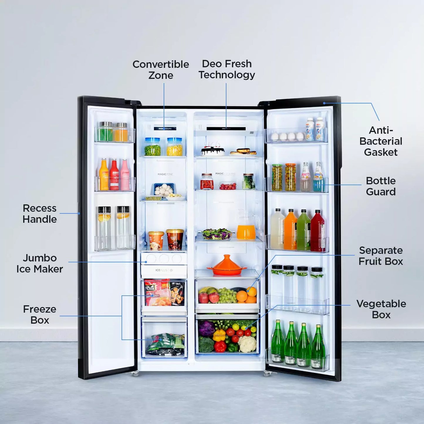 Extra storage space with Haier 602L, 3-Star  Side by Side Refrigerator