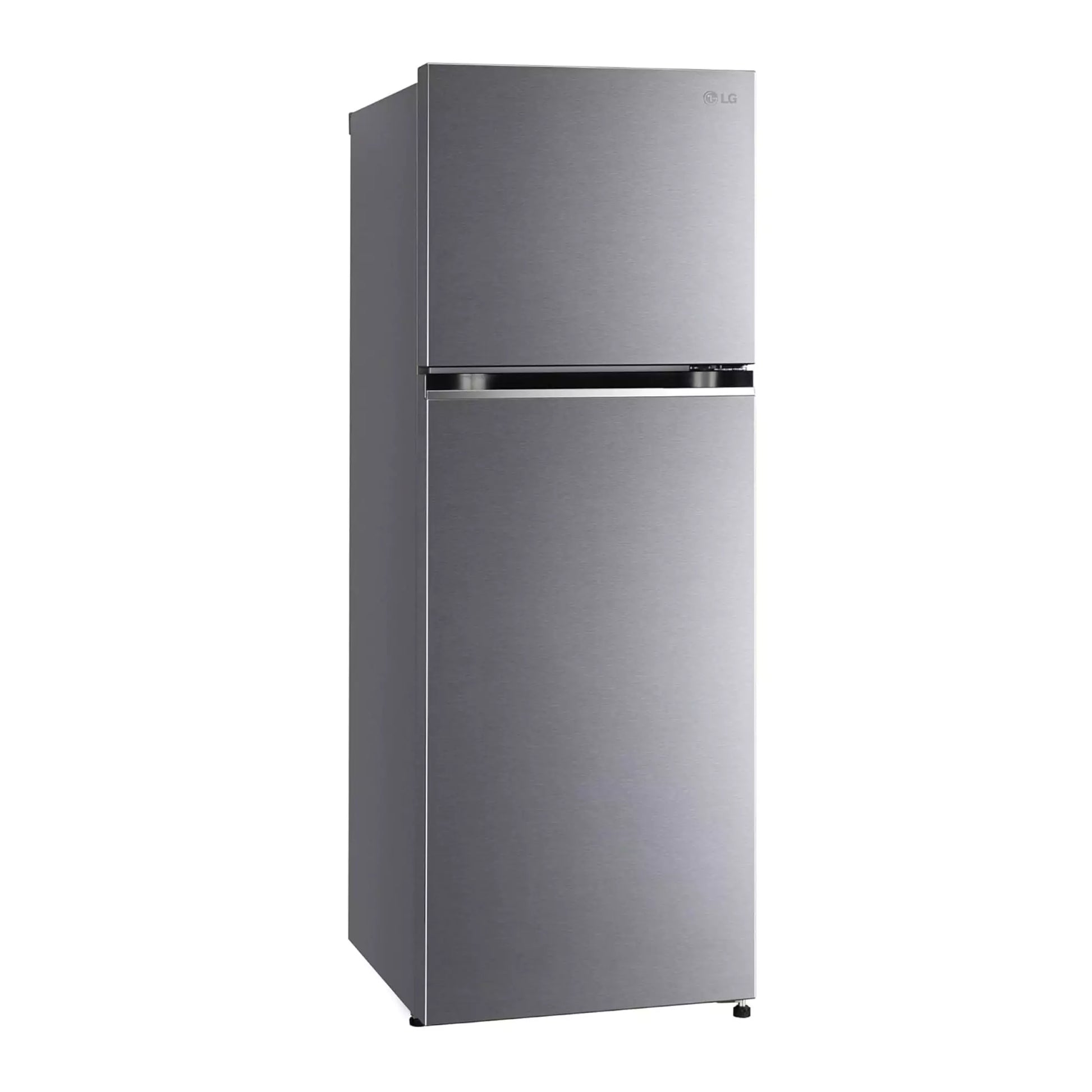 LG 322 L 2 Star Frost-Free Double Door Refrigerator with toughened glass shelves support heavy loads and prevent spills.