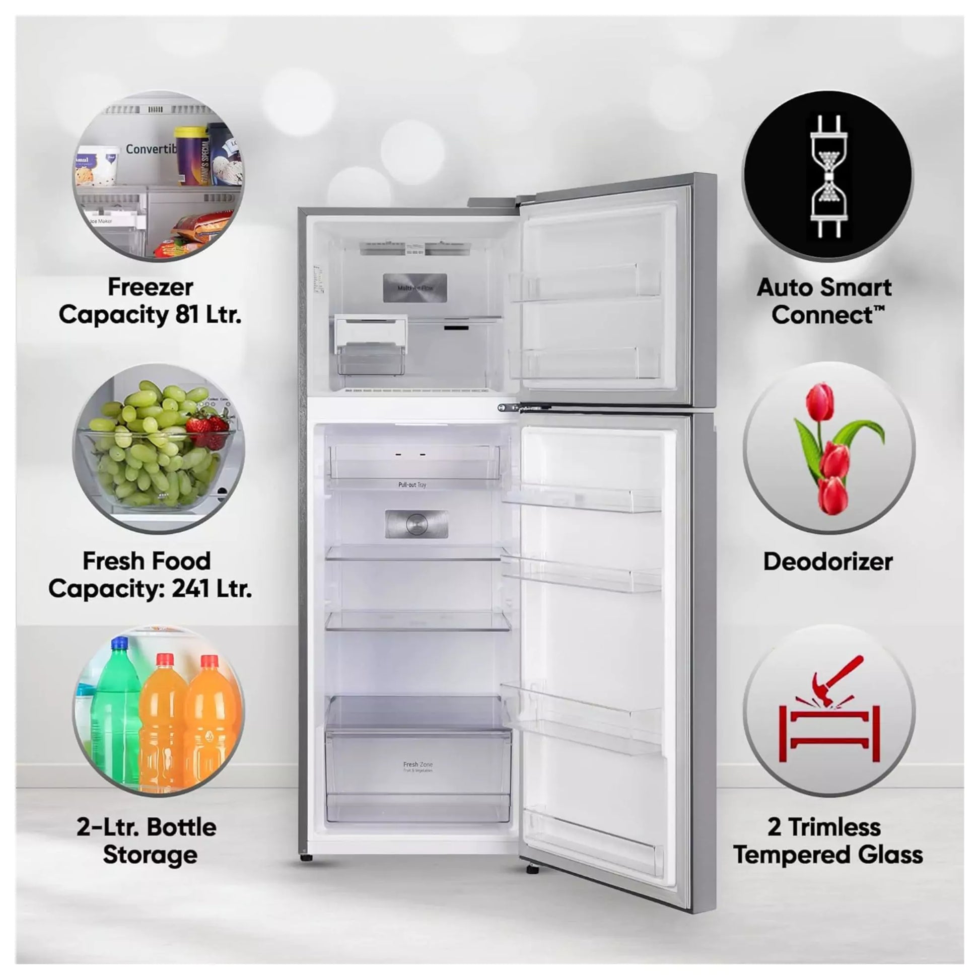 LG 322 L 2 Star Frost-Free Double Door Refrigerator with Automatic Home Inverter Connection