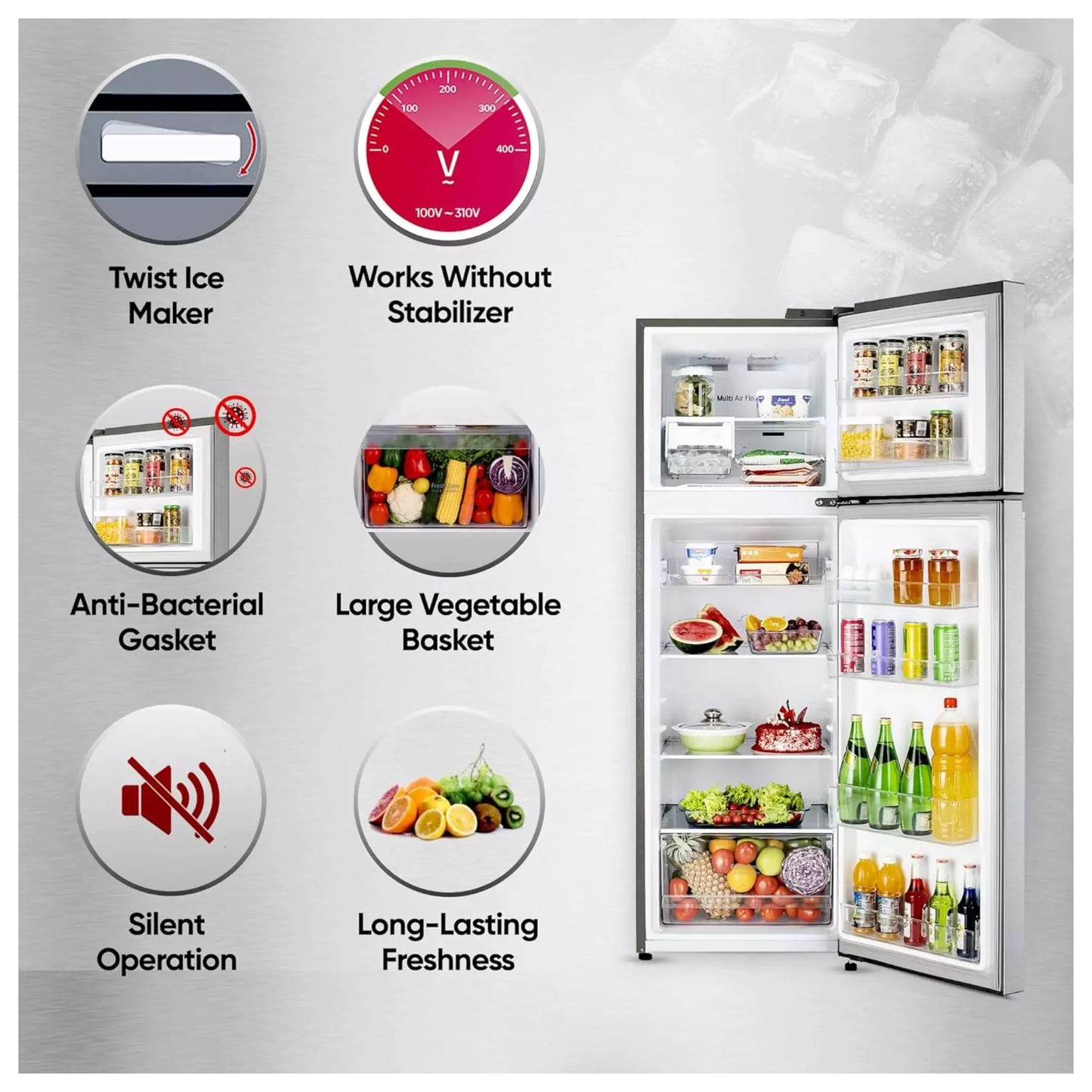 LG 272 L 2 Star Frost-Free Double Door Refrigerator (GL-N312SDSY)