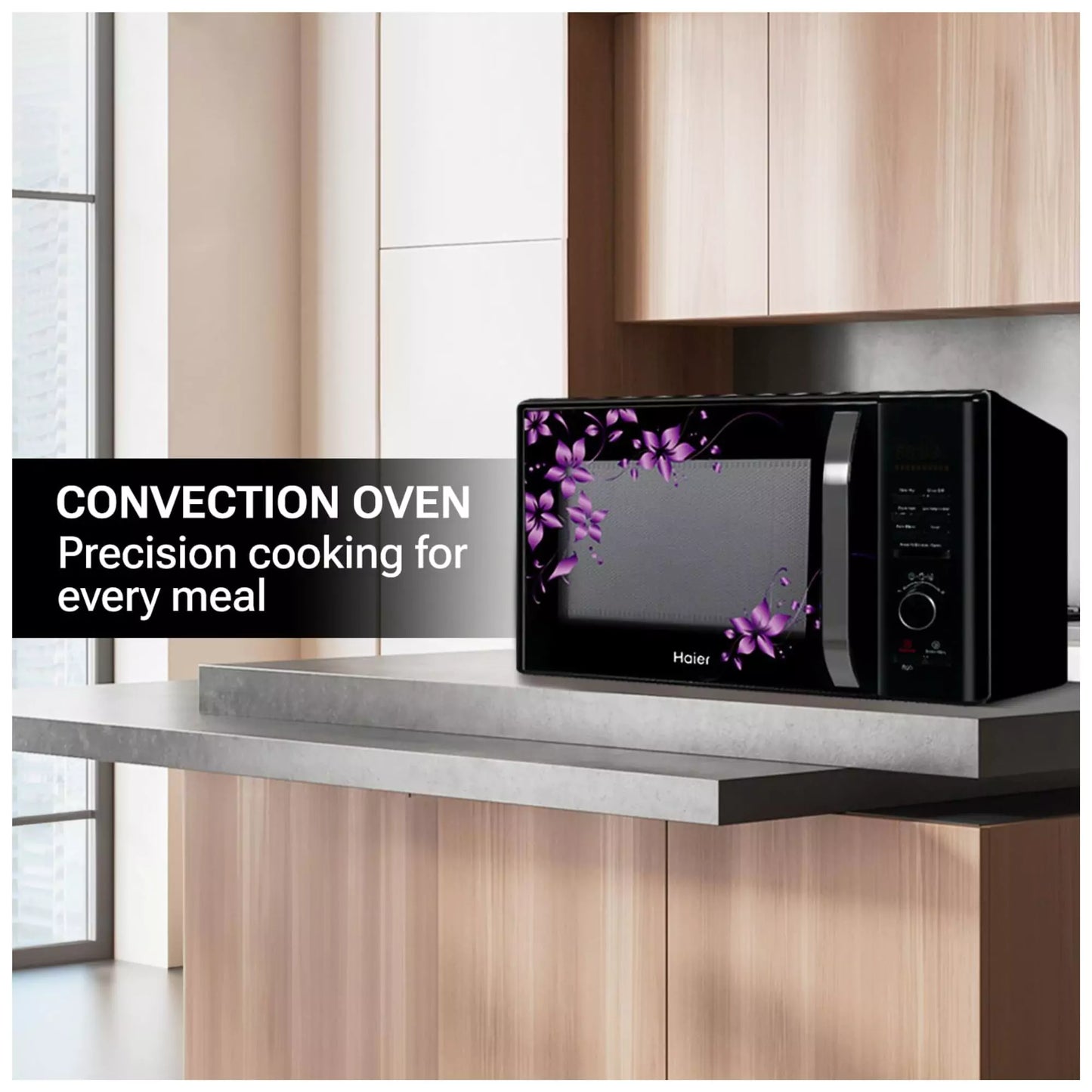 Haier presents 30L convection oven, which comes with compact & beautiful design to complement your kitchen.