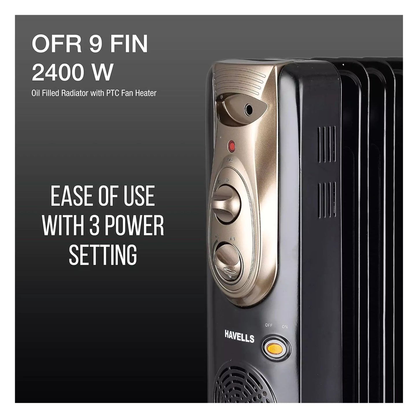 Havells OFR 9 Fin OFR 2400 Watt with 3 Heat Setting