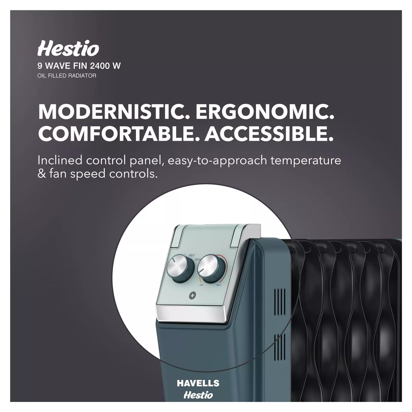 Havells Hestio 9 Wave Fin OFR 2400 Watt with 3 Heat Setting