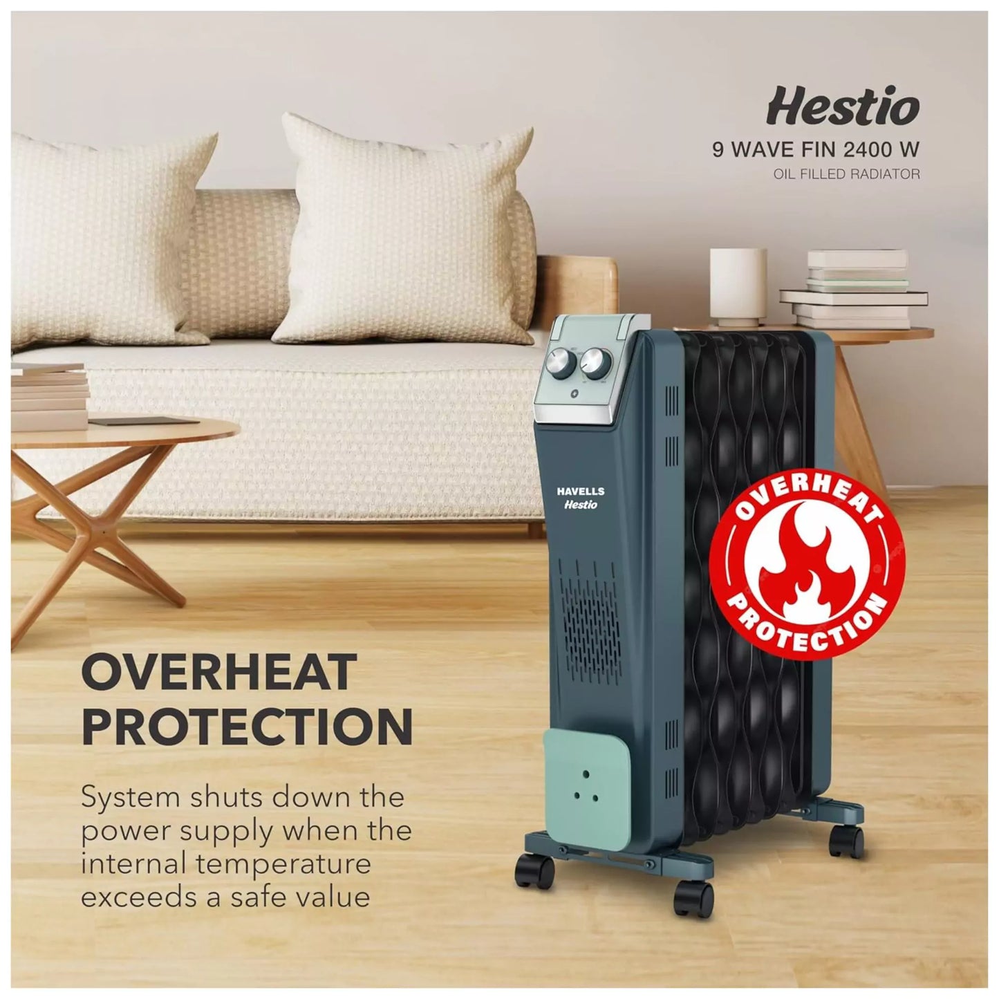 Havells Hestio 9 Wave Fin OFR 2400 Watt with 3 Heat Setting