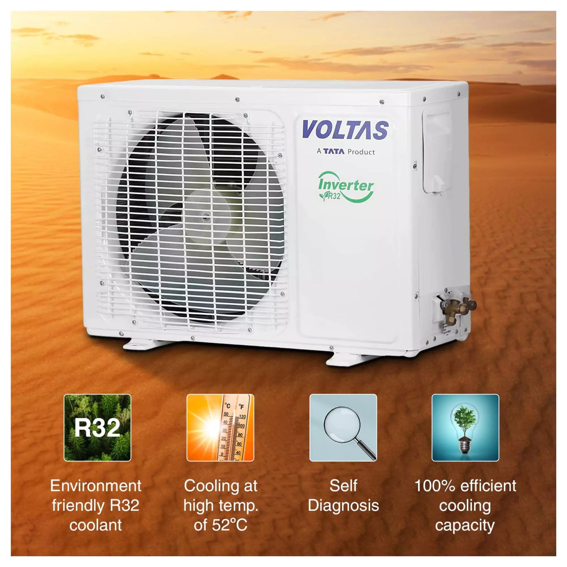 Voltas 2 Ton 3 Star, Inverter Split AC with cooling at high temp. of 52 degree Celsius