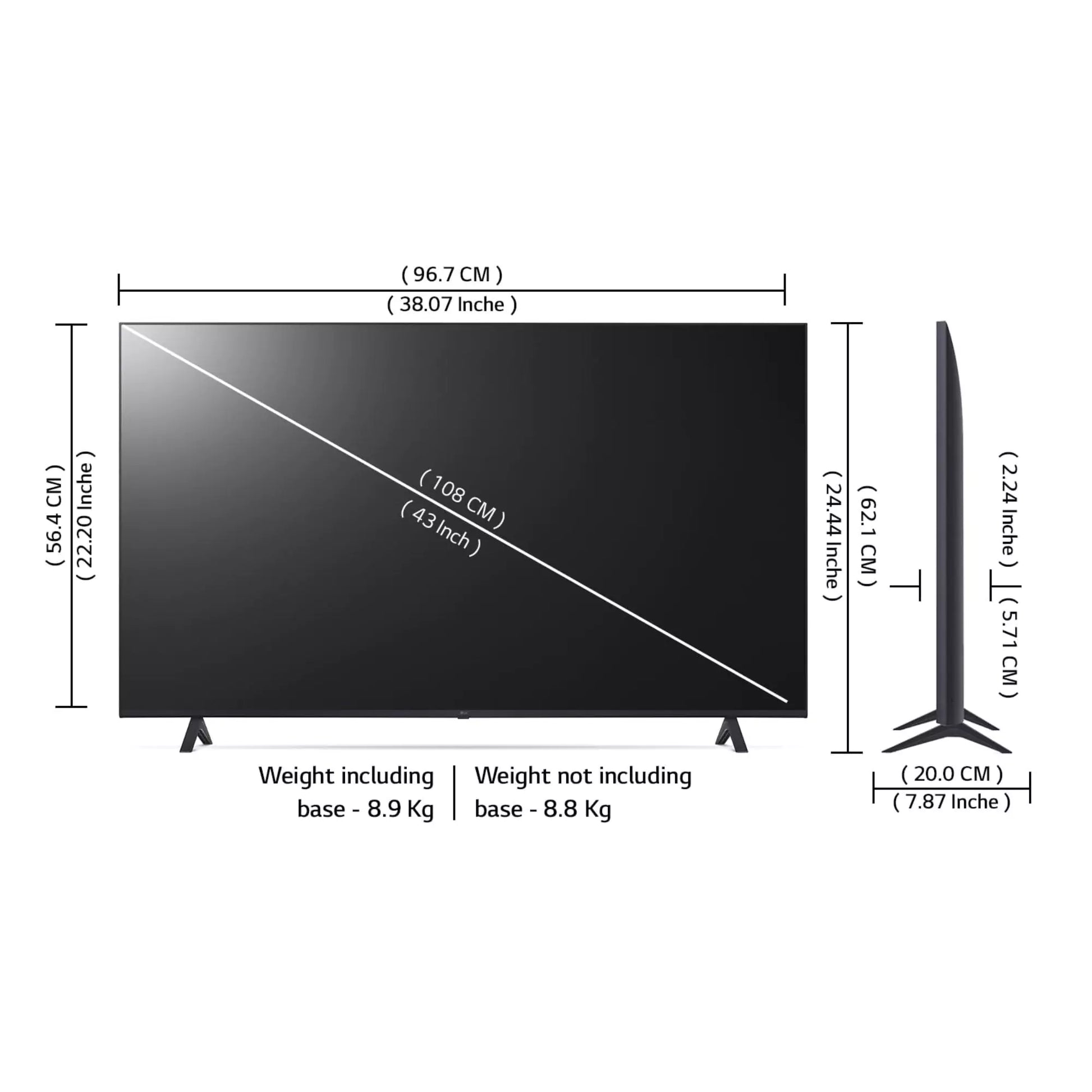  Product Dimension-‎20 x 105.5 x 62.1 cm; 8.9 kg LG 108 cm (43 inches)