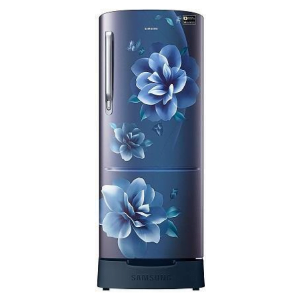 Samsung 192L (RR20A282YCU/NL) 3 Star inverter Direct Cool Single Door Refrigerator, Camellia Blue, Base stand drawer