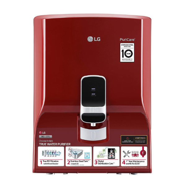 LG Water Purifier WW130NP with True RO Filtration & Dual Protection Stainless Steel Tank (Red, Wall Mount)
