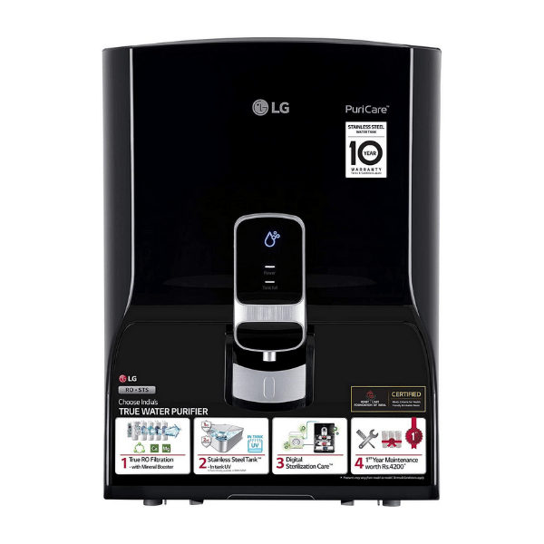 LG Puricare WW140NP RO + Mineral Booster Water Purifier with Dual Protection Stainless Steel Tank, Black